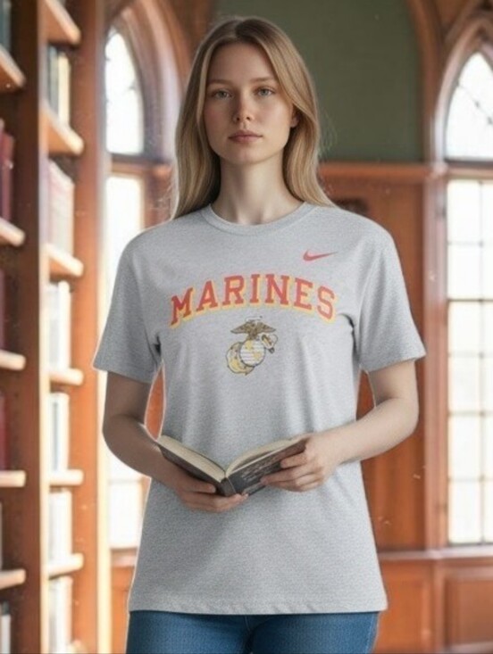 Nike Tops - The Nike Tee USMC Marines Graphic T-Shirt Women's Size Large Grey BV2007-06G